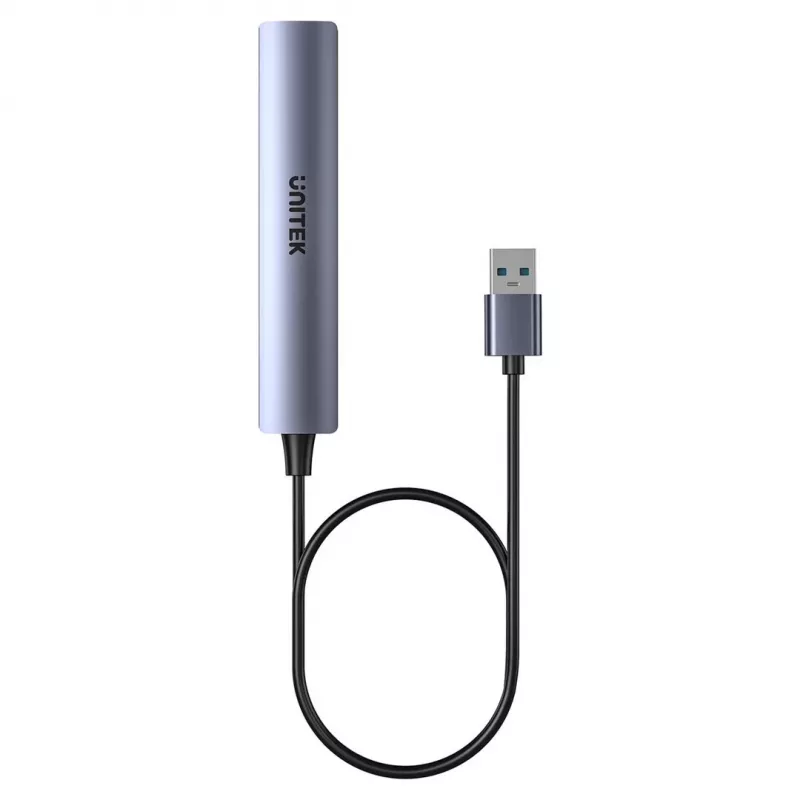USB šakotuvas Unitek H1208CGY01 — 4 prievadų USB 3.0 (5 Gbps), suderinamas atgal su USB 2.0, aliuminis