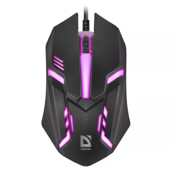 Laidinė optinė pelė DEFENDER CYBER MB-560L — abiem rankoms tinkama, 1200 DPI, USB Type-A, 2 mygtukai, juoda