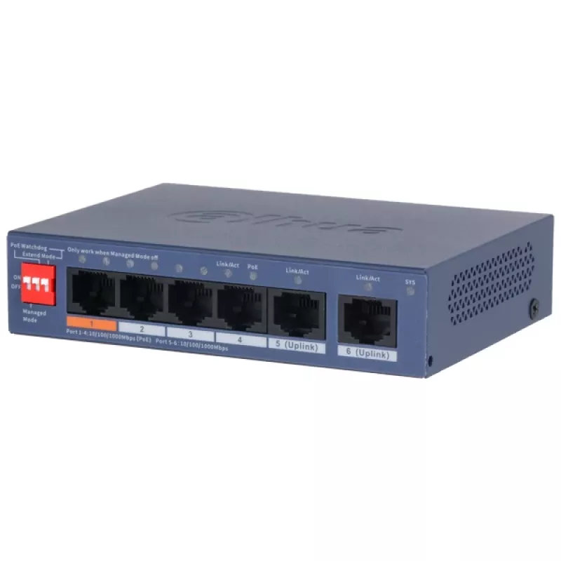 Komutatorius POE CS4006-4GT-60-V2 4 prievadų Dahua