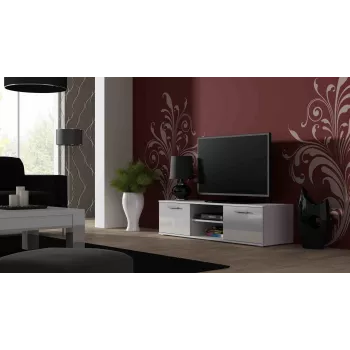 Cama TV stovas SOHO 140 baltas/baltas blizgus