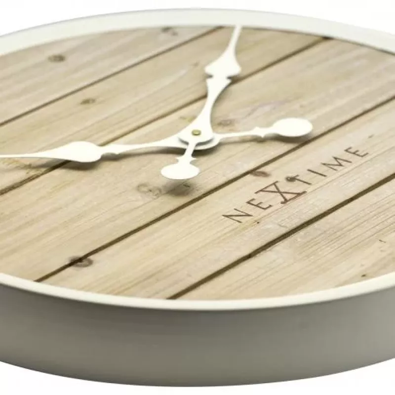 NeXtime klok 3134wi Plank, Ø50 cm, Sieninis, Baltas