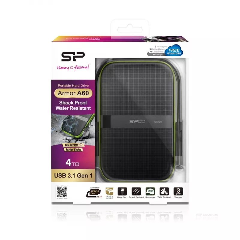 Silicon Power SP040TBPHDA60S3K saugojimo diskas 4 TB žalias