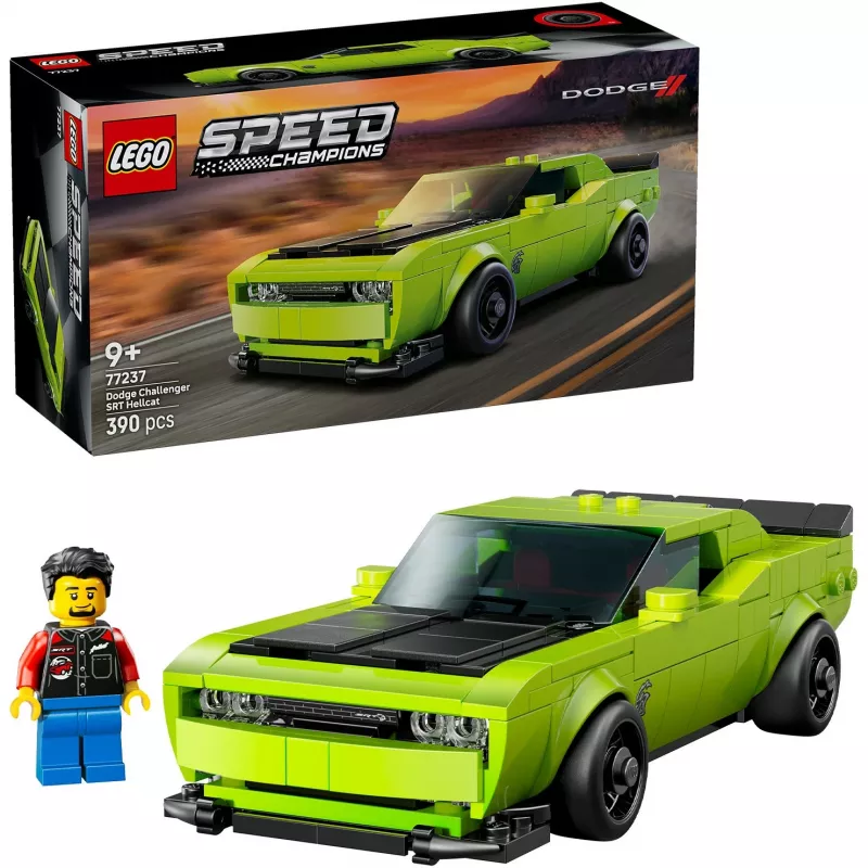 Konstruktorinis žaislinis automobilis LEGO Speed Champions Dodge Challenger SRT Hellcat 77237 — 390 detalių, 1 minifigūrėlė, amžius 9+