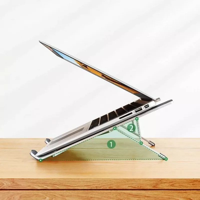 Laptop stovas UGREEN LP451 reguliuojamas aliuminio lydinio 8–17 colių nešiojamiesiems kompiuteriams, 5 padėtys, sidabrinis