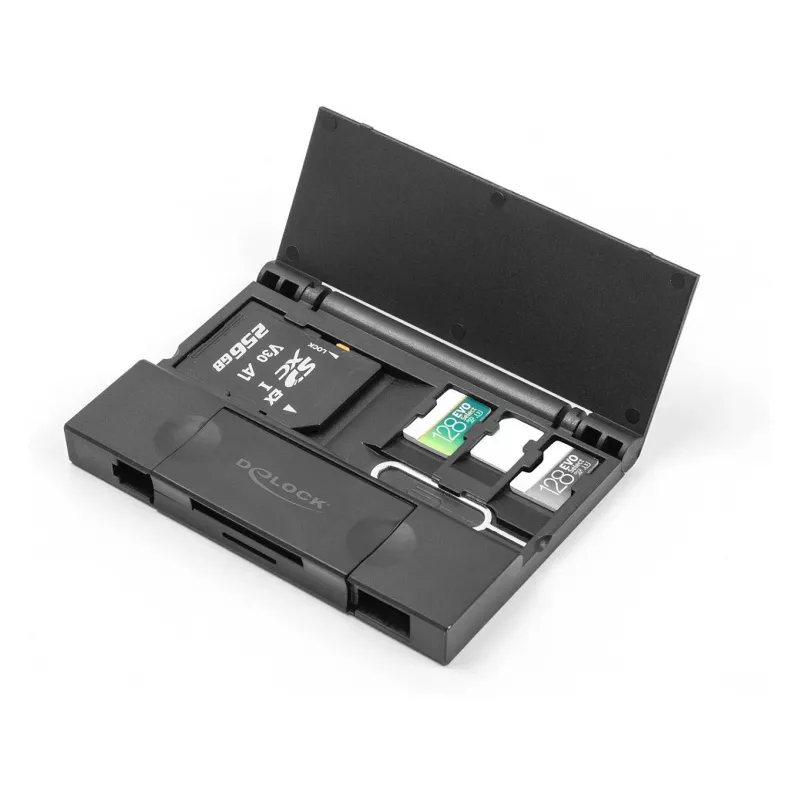 Kortelių skaitytuvas DeLOCK 91014 USB 3.2 Gen 1 Type-A/Type-C juodas MicroSD SD