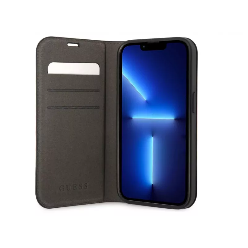 GUESS | Knyginis dėklas | Apple | iPhone 14 Pro Max | Guma/Silikonas | Juoda