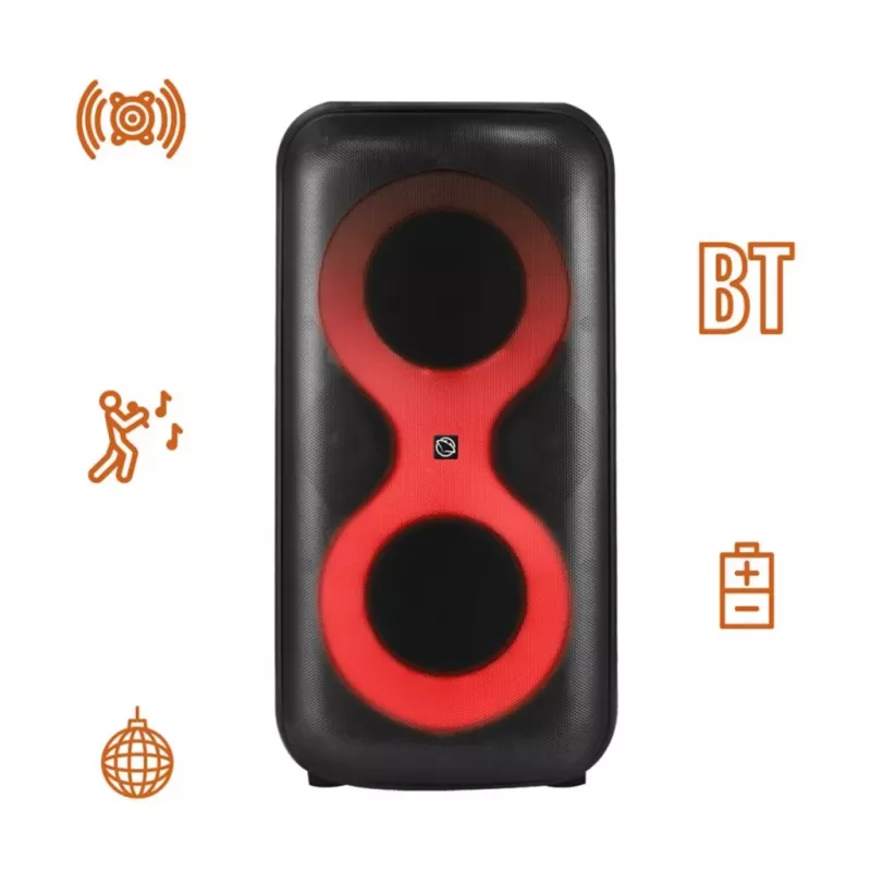 Nešiojamasis muzikos centras MANTA SPK0401B100 Bluetooth garsiakalbis, 100 W pikinė galia, FM radijas, karaoke, įmontuota baterija, X-BASS