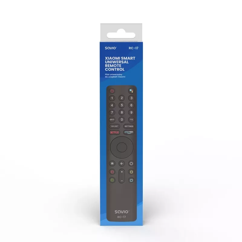 SAVIO RC-17 TV nuotolinio valdymo pultas IR/Bluetooth, palaiko 20 įrenginių, 10 m veikimo nuotolis, juodas