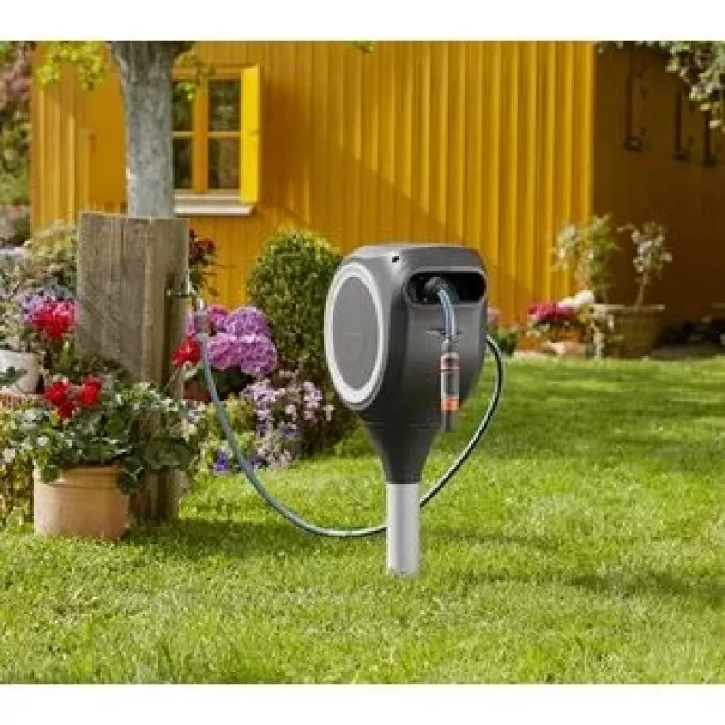 Ant žemės stovintis žarnos laikiklis Gardena RollUp Automatic Juoda Pilka