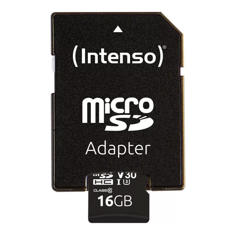 ATMINTIES MIKRO SDHC 16 GB C10/Su adapteriu 3433470 INTENSO