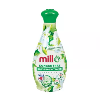 Audinių minkštiklis MADONIS MILL Konc. Sensitive 1,3 l — koncentruotas, 48 skalavimai, universalus skalavimo skystis