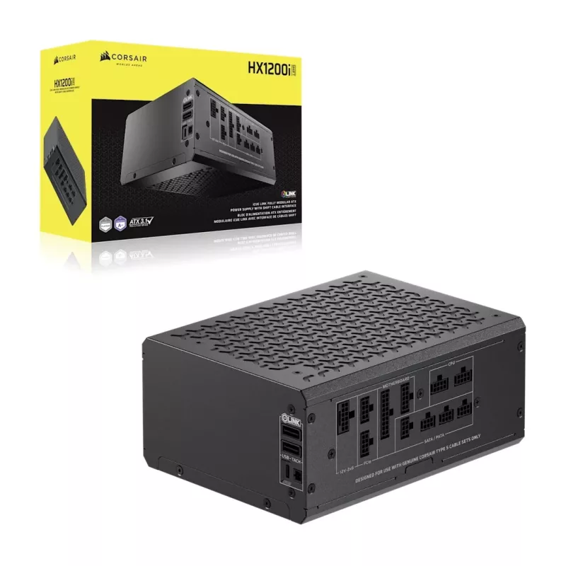 Maitinimo blokas CORSAIR HX1200i 1200 W ATX 24-pin 80 PLUS Platinum, aktyvus aušinimas (140 mm), juodas