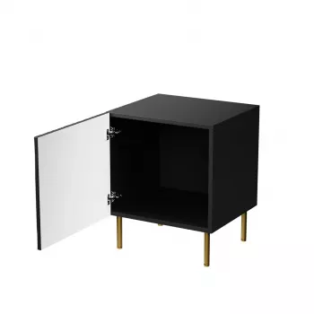Naktinių staliukų rinkinys 2 vnt. cama meble JUNGLE — 53.5×40.5×44 cm, juodo matinio MDF/drožlių plokštės, auksinėmis kojelėmis