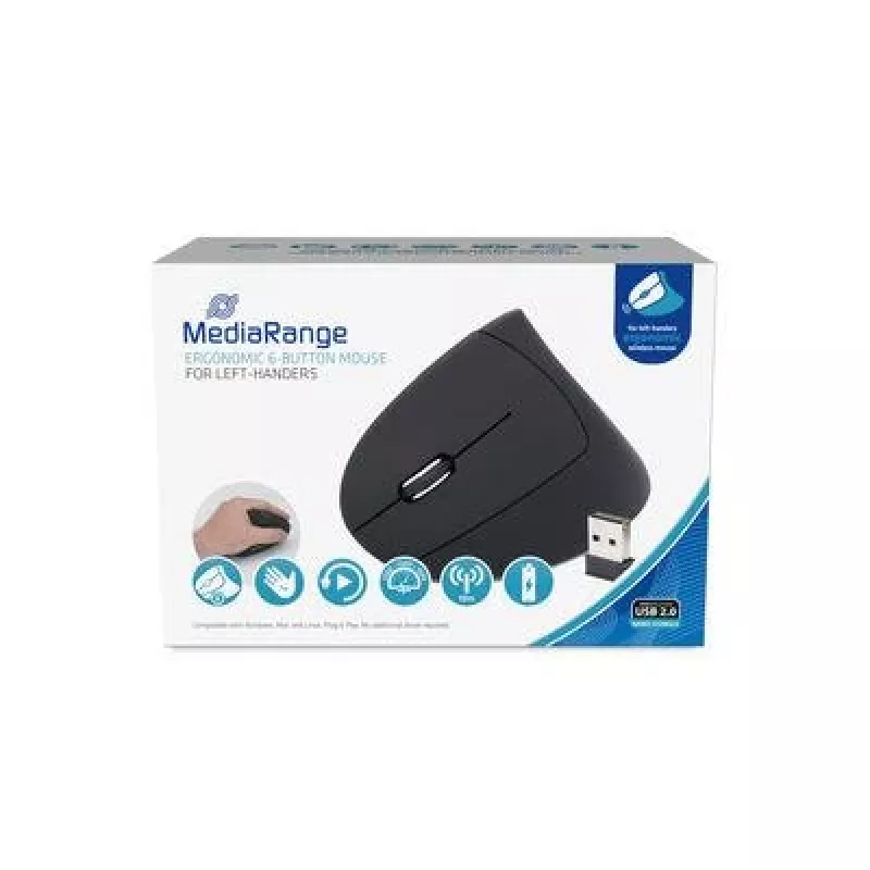 Pelė USB Optinė Belaidė 6-MYGTUKŲ/KAIRĖS Juoda MROS233 Mediarange