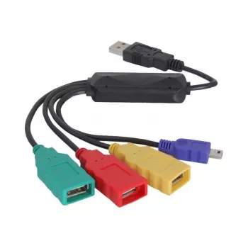 DeLock USB2.0 išorinis 4 prievadų kabelinis HUB - Hub - 4 x USB2.0 - stalinis (61724)