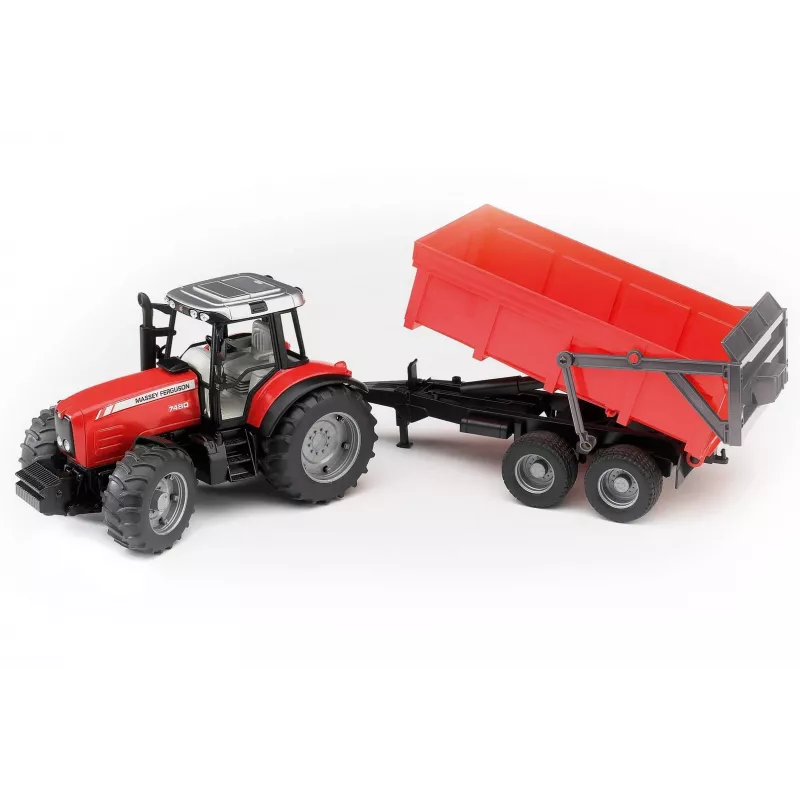 Traktoriaus modelis BRUDER Massey Ferguson 7480 su savivartė priekaba