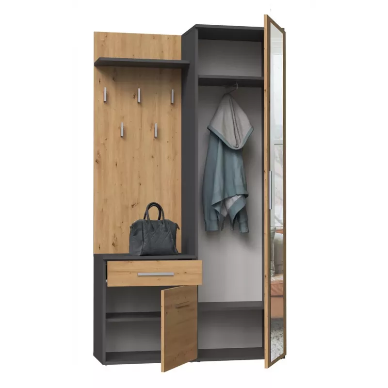 Prieškambario spinta Top e shop GARD DUO ANT/ART KPL — 2 varstomos durys, medžio drožlių plokštė, 1000×350×1800 mm