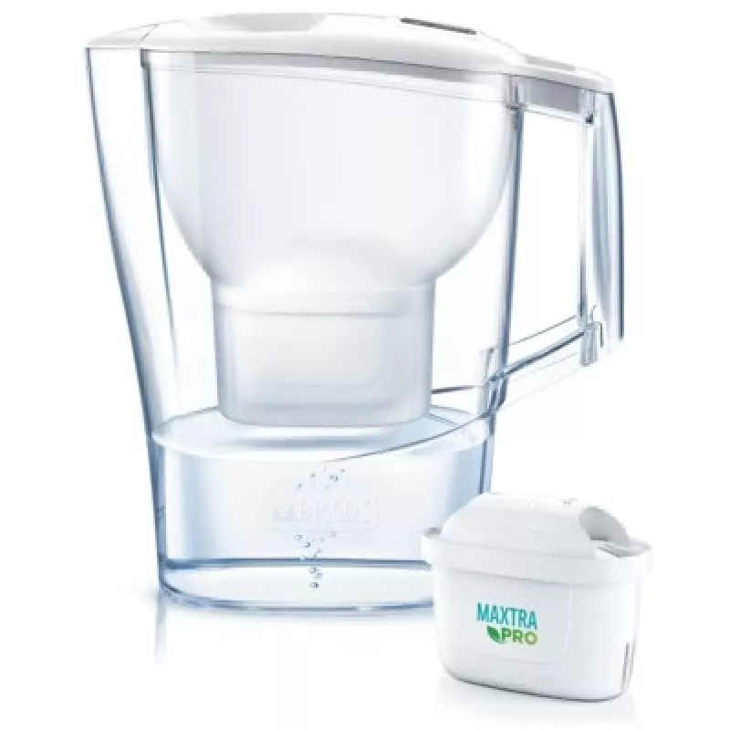 Vandens filtro ąsotis BRITA Aluna permatomas baltas — 2,4 l bendras / 1,4 l filtruoto, MAXTRA, tinkamas plauti indaplovėje
