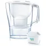 Vandens filtro ąsotis BRITA Aluna permatomas baltas — 2,4 l bendras / 1,4 l filtruoto, MAXTRA, tinkamas plauti indaplovėje
