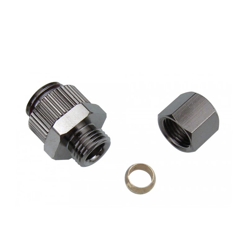 Suspaudimo jungtis variniams vamzdeliams, Koolance NZL-CU06 — 6 mm išoriniam skersmeniui prie G 1/4 inch BSPP sriegio, sidabrinė