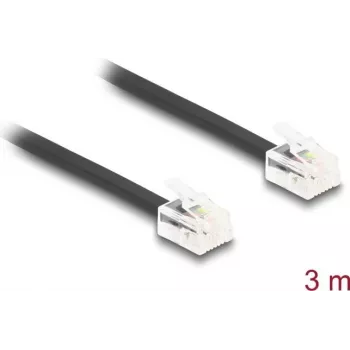 DeLOCK 90619 RJ11 telefono kabelis, 3 m, juodas