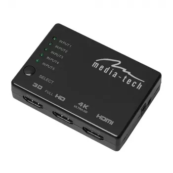 HDMI vaizdo jungiklis MEDIA-TECH MT5207, 3x HDMI įėjimai, 1x HDMI išėjimas, juodas