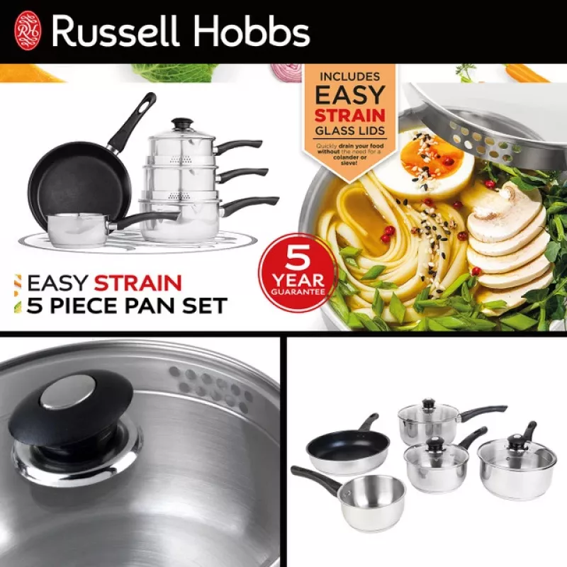 Virtuvės reikmenų rinkinys Russell Hobbs RH00543EU7 — 5 dalių, nepridegantis, tinkamas plauti indaplovėje