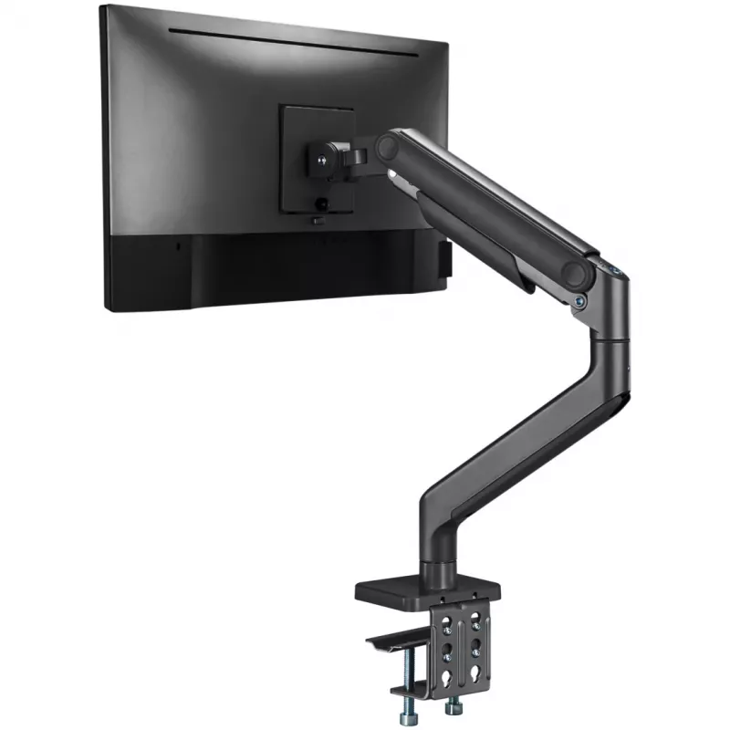 Monitoriaus laikiklis DIGITUS Single, spaustukas, iki 49 colių (124,5 cm), 20 kg, VESA 75x75–100x100, pasvirimas -20° iki 50°, aukščio reguliavimas, juodas