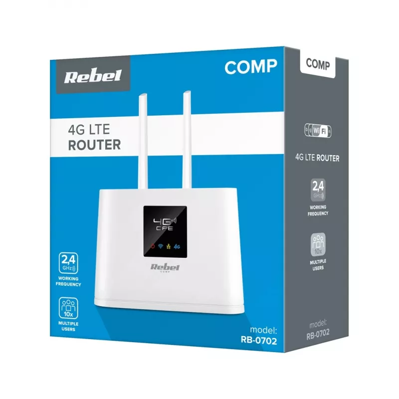 Router Rebel Comp RB-0702 4G LTE — mobilusis/LTE maršrutizatorius, SIM kortelės palaikymas