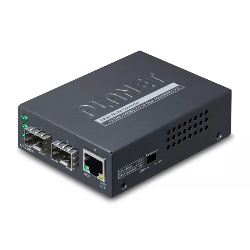 PLANET GT-1205A tinklo medijos keitiklis 1000 Mbit/s Juoda