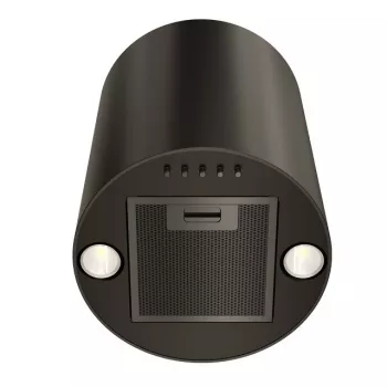 Gartraukis MAAN Elba Mini WPB 431, juodas plienas, 120–300 m³/h, triukšmas 55–61 dB, 400 mm aukštis, elektroninis valdymas su ekranu ir nuotolinio valdymo pulteliu