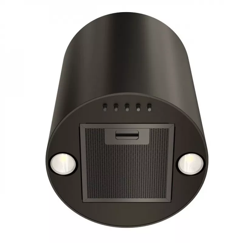 Gartraukis MAAN Elba Mini WPB 431, juodas plienas, 120–300 m³/h, triukšmas 55–61 dB, 400 mm aukštis, elektroninis valdymas su ekranu ir nuotolinio valdymo pulteliu
