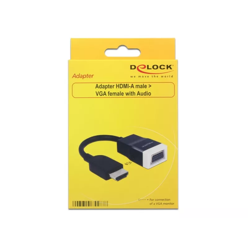 Vaizdo kabelio adapteris HDMI Type A VGA D-Sub + 3,5 mm DeLOCK 65587