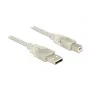 USB laidas DeLOCK 83892 USB 2.0 1m USB A USB B permatomas