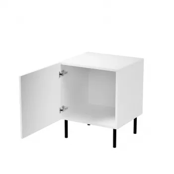 Naktinis staliukas Cama Meble JUNGLE 53,5×40,5×44 cm baltas matinis, MDF ir medžio drožlių plokštė, juodos kojelės, 2 vnt. rinkinys