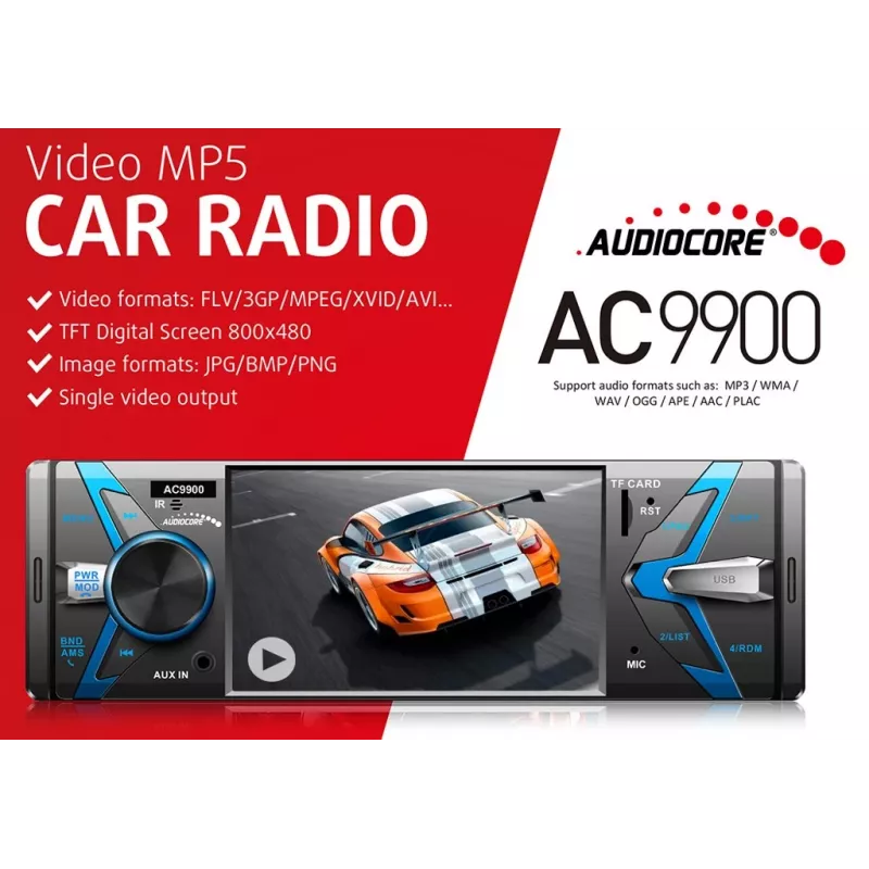 Audiocore AC9900 MP5 AVI DivX Bluetooth laisvų rankų galvutė + nuotolinio valdymo pultelis