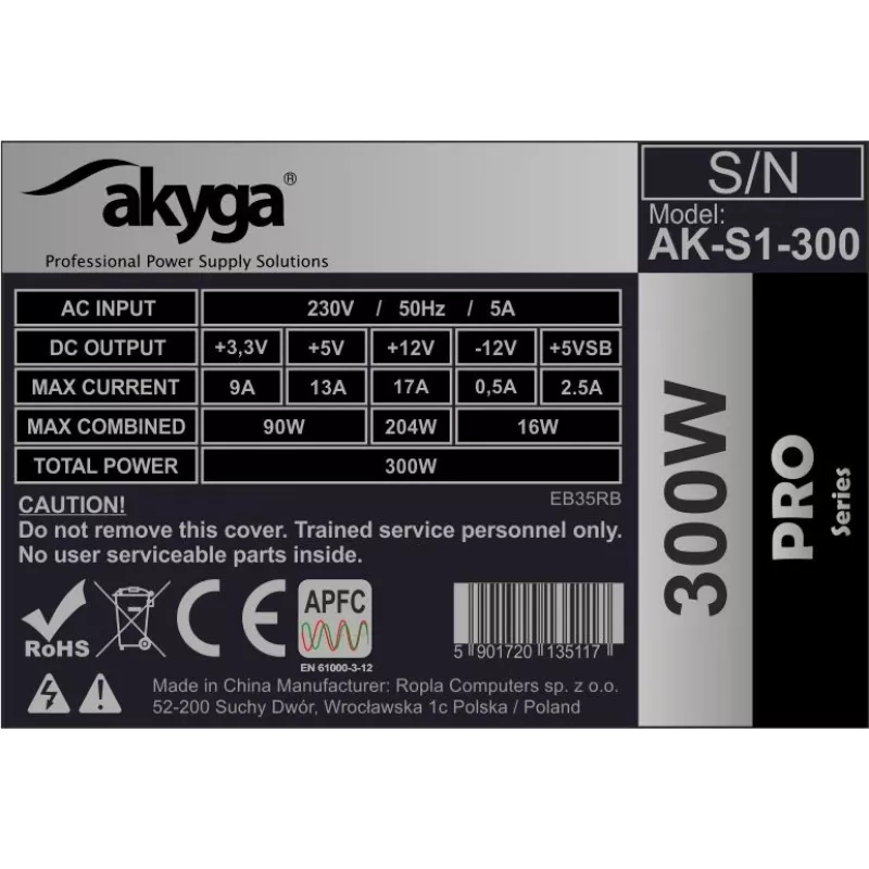 Maitinimo blokas Akyga AK-S1-300 300 W
