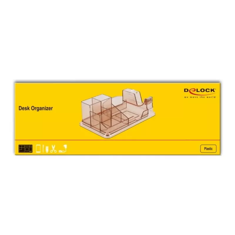 Stalinis Organizatorius DeLOCK 18341 Skaidrus Rudas Plastikas 145x250x85mm