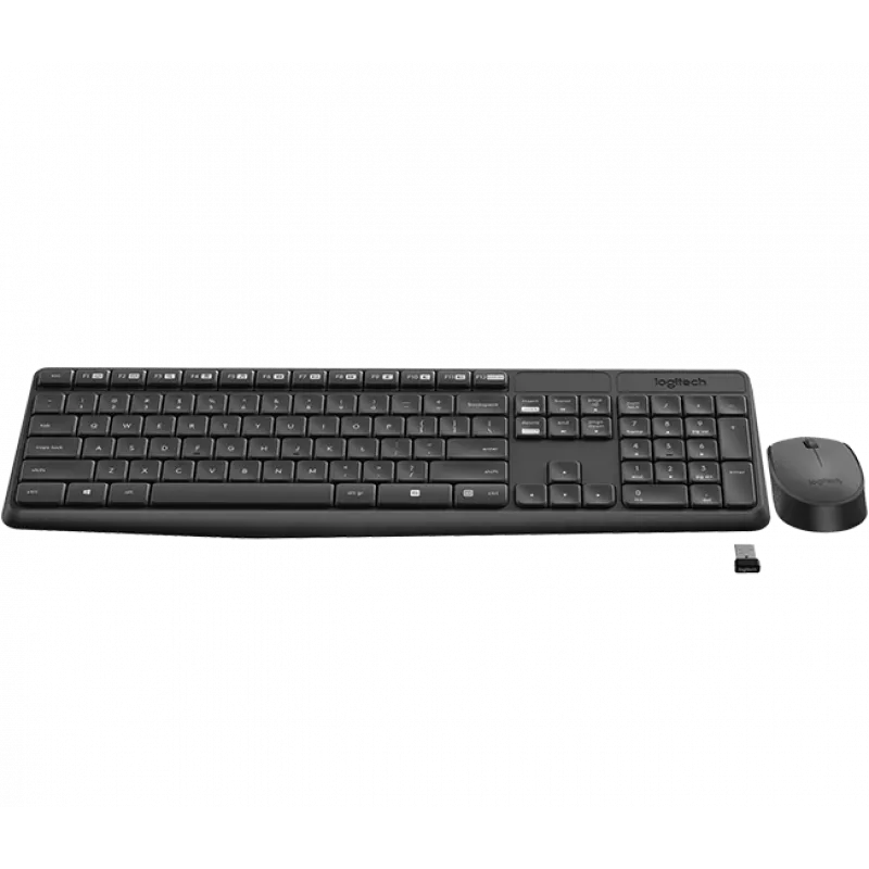 Logitech MK235 - Viso dydžio (100 procentų) - Belaidė - RF belaidė - Pilka - Pelė įtraukta