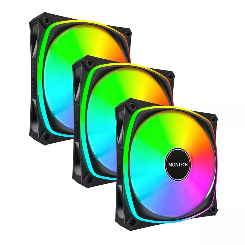 MONTECH RX120 PRO Juoda 120mm ARGB 3 vnt. rinkinys