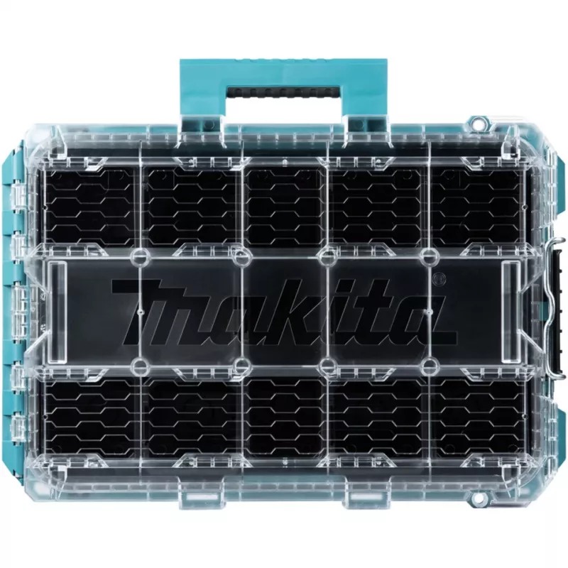 MAKTRAK Organizer deep M, įrankių dėžė mėlyna/permatoma, permatomas dangtis