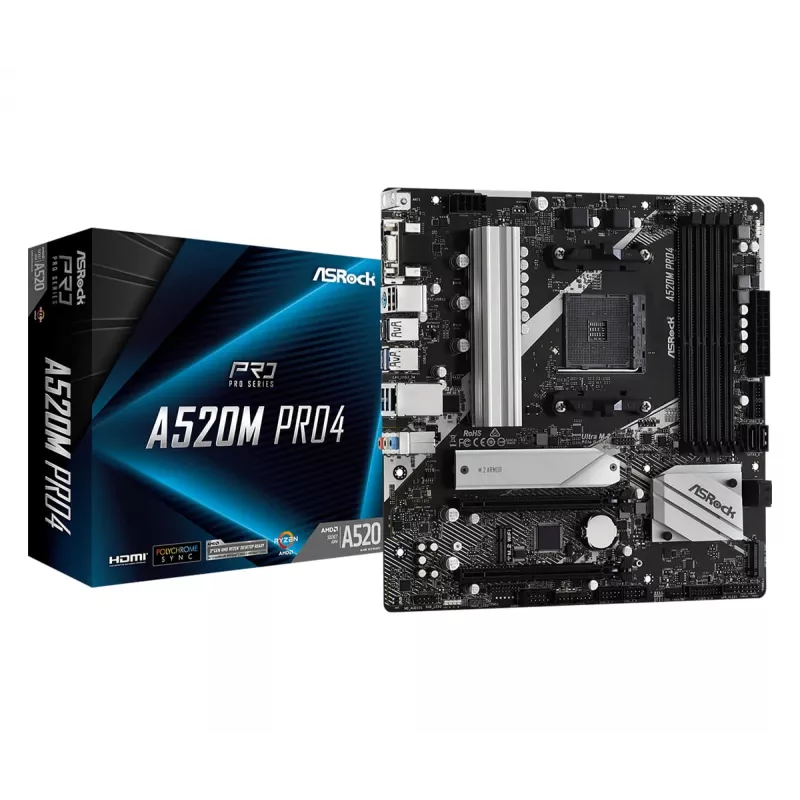 Pagrindinė plokštė ASRock A520M PRO4 Socket AM4 micro ATX