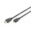Digitus ASSMANN - Vaizdo / garso kabelis - HDMI - 30 AWG - Mini-HDMI, 19 kontaktų (V) - HDMI, 19 kontaktų (V) - 3 m - Dviguba izoliacija - Juoda (AK-330106-030-S)