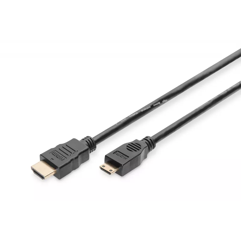 Digitus ASSMANN - Vaizdo / garso kabelis - HDMI - 30 AWG - Mini-HDMI, 19 kontaktų (V) - HDMI, 19 kontaktų (V) - 3 m - Dviguba izoliacija - Juoda (AK-330106-030-S)