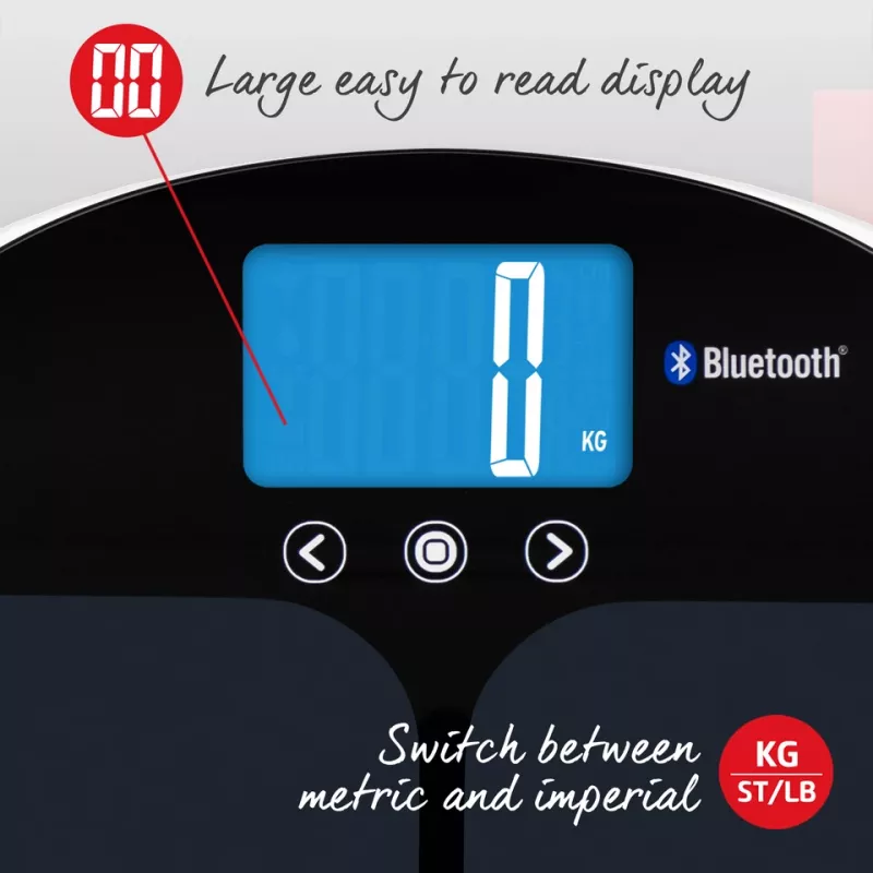 Vonios svarstyklės Salter 9192 BK3R Curve Bluetooth Smart Analyser