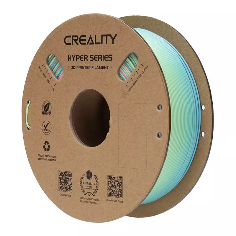 3D spausdinimo gija Creality PLA 1,75 mm, 1 kg — mėlyna / žalia / rožinė (Creality 3301010424)