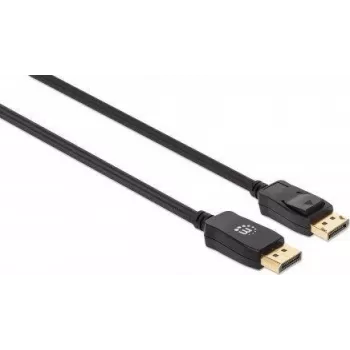 Manhattan DisplayPort 1.4 laidas, 8K@60Hz, 2 m, pintas laidas, kištukas–kištukas, su skląsčiais, visiškai ekranuotas, juodas, garantija visam eksploatacijos laikui, atitinka DP14MM2M