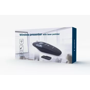GEMBIRD wireless IR presenter WP-L-11, 4 buttons, 2.4 GHz RF USB receiver, Juoda, AAA baterija