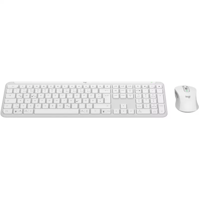 Logitech MK950 Signature Slim klaviatūra su pele, biuro RF + Bluetooth, QWERTZ vokiškas, grafito/baltos spalvos