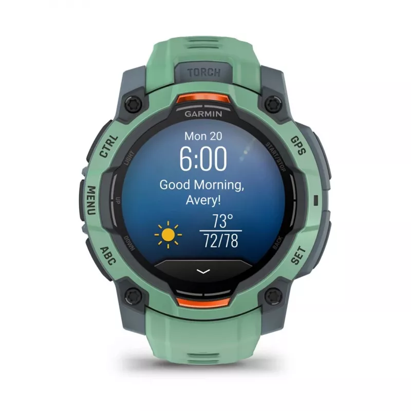 Garmin Instinct 3 AMOLED 3,05 cm (1,2) 45 mm Skaitmeninis 390 x 390 pikselių Jutiklinis ekranas Žalias GPS (palydovinis)